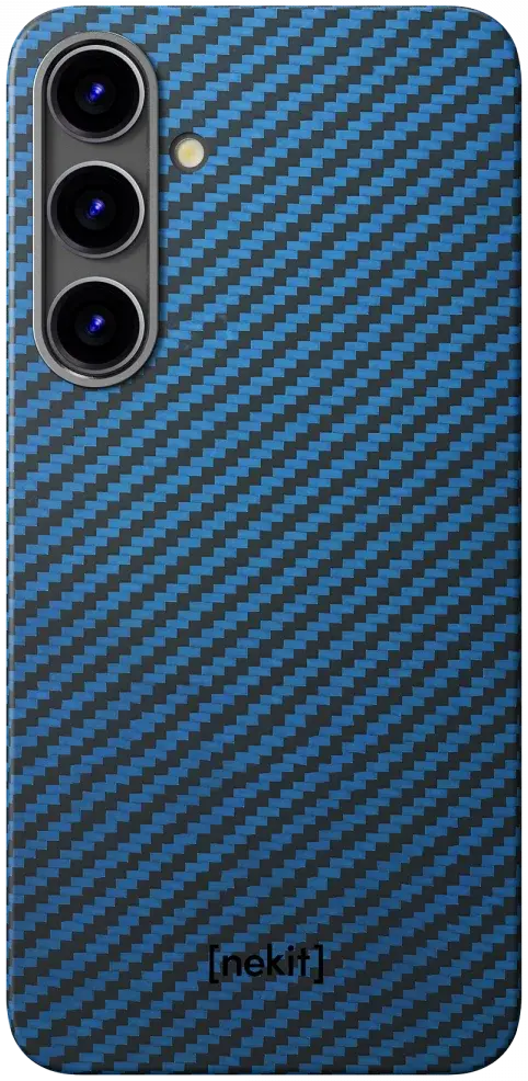 NEKIT Fiber Samsung Galaxy S24 Hoesje MagSafe Kevlar Back Cover Dun Blauw afbeelding 14