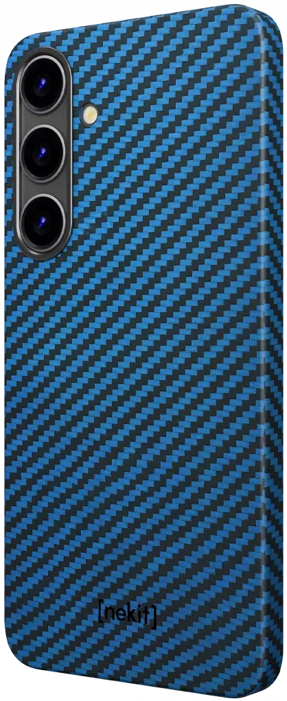 NEKIT Fiber Samsung Galaxy S24 Hoesje MagSafe Kevlar Back Cover Dun Blauw afbeelding 15