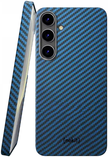 NEKIT Fiber Samsung Galaxy S24 Hoesje MagSafe Kevlar Back Cover Dun Blauw afbeelding 1