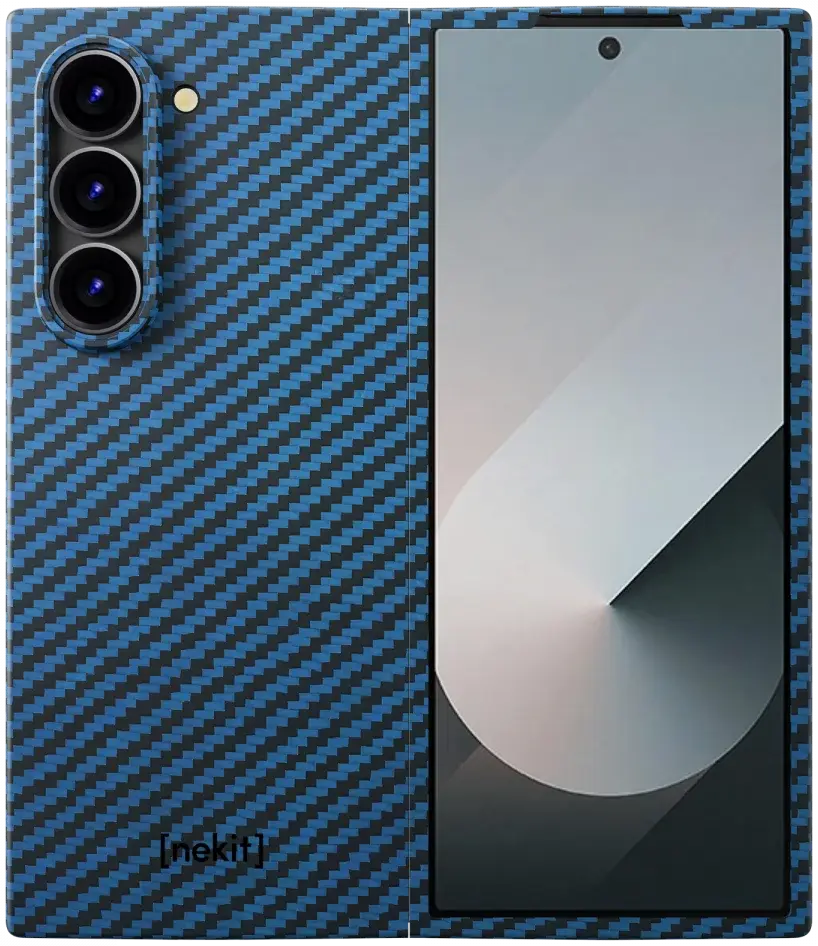 NEKIT Fiber Samsung Galaxy Z Fold 6 Hoesje MagSafe Kevlar Back Cover Dun Blauw afbeelding 9