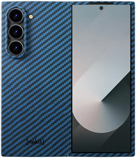 NEKIT Fiber Samsung Galaxy Z Fold 6 Hoesje MagSafe Kevlar Back Cover Dun Blauw afbeelding 9