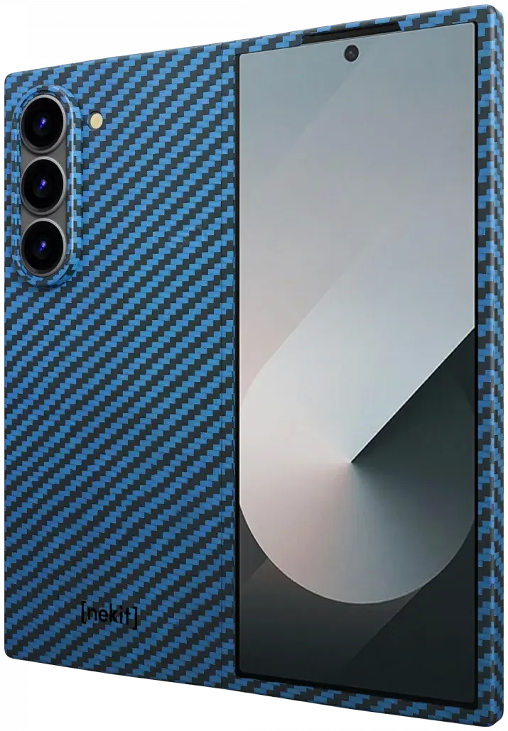 NEKIT Fiber Samsung Galaxy Z Fold 6 Hoesje MagSafe Kevlar Back Cover Dun Blauw afbeelding 10