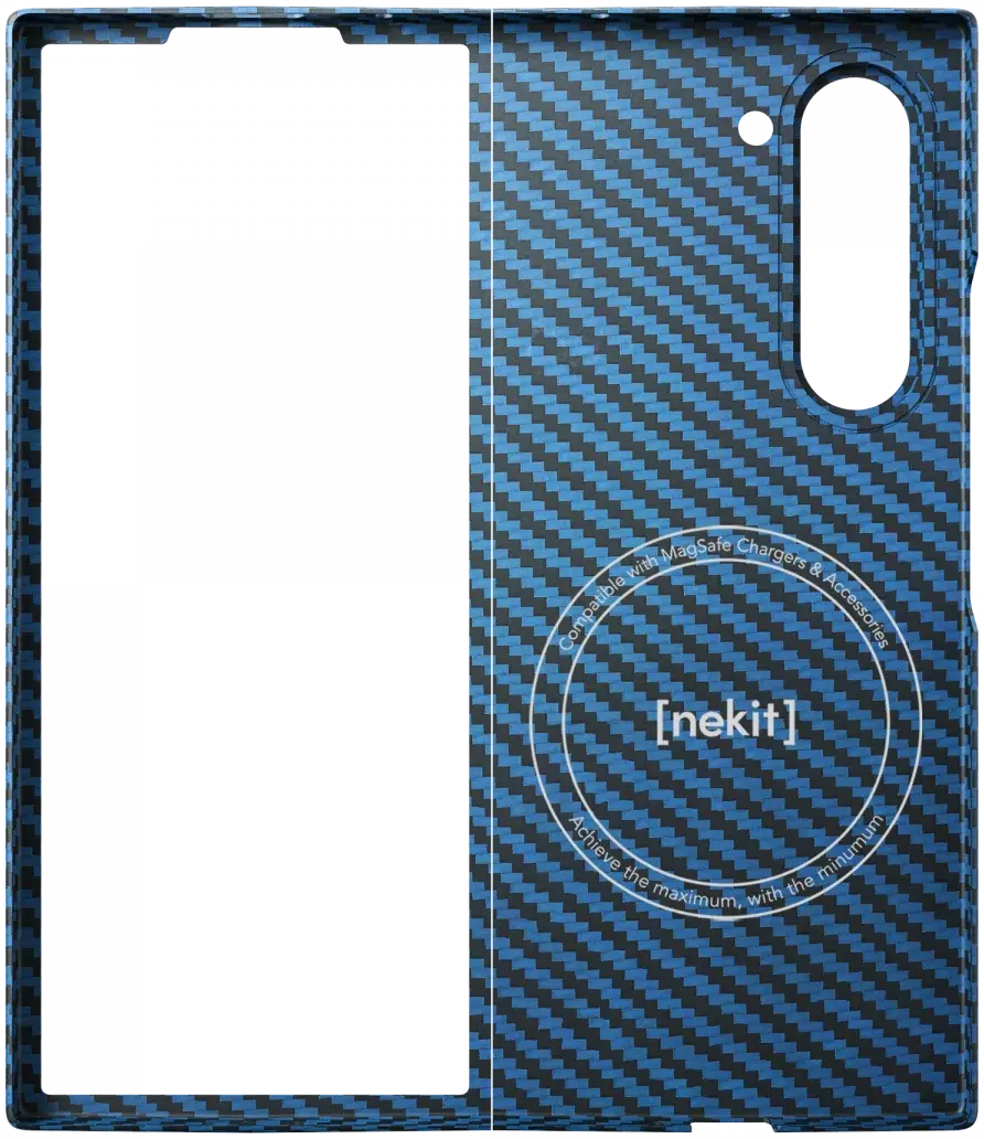 NEKIT Fiber Samsung Galaxy Z Fold 6 Hoesje MagSafe Kevlar Back Cover Dun Blauw afbeelding 11