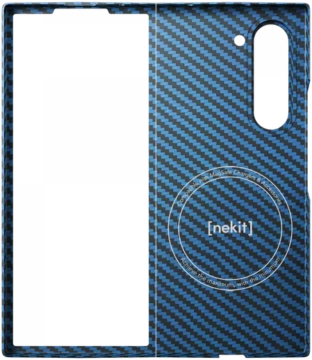 NEKIT Fiber Samsung Galaxy Z Fold 6 Hoesje MagSafe Kevlar Back Cover Dun Blauw afbeelding 11