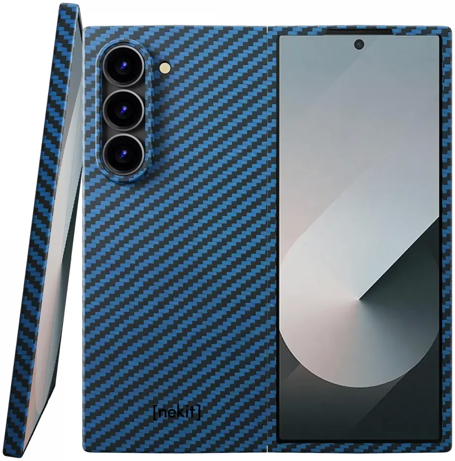 NEKIT Fiber Samsung Galaxy Z Fold 6 Hoesje MagSafe Kevlar Back Cover Dun Blauw afbeelding 1