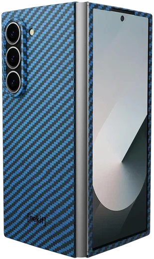 NEKIT Fiber Samsung Galaxy Z Fold 6 Hoesje MagSafe Kevlar Back Cover Dun Blauw afbeelding 2