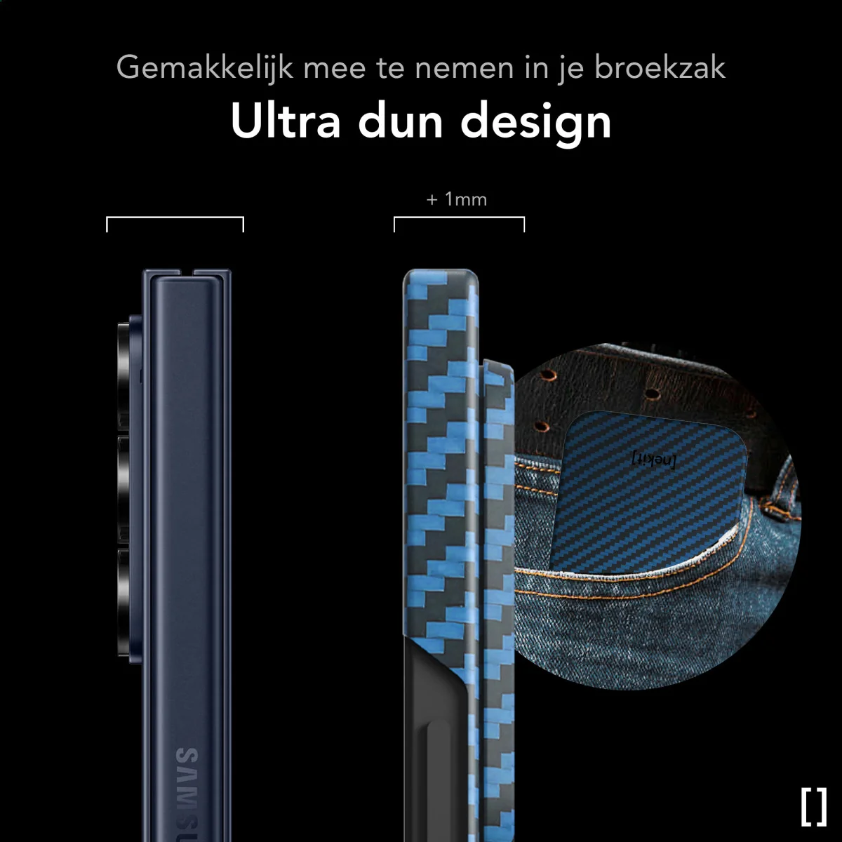 NEKIT Fiber Samsung Galaxy Z Fold 6 Hoesje MagSafe Kevlar Back Cover Dun Blauw afbeelding 4
