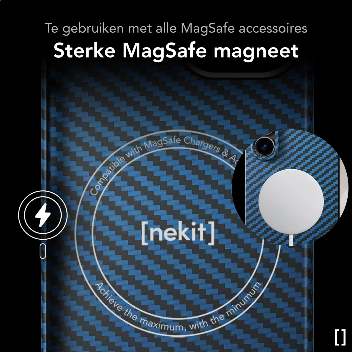 NEKIT Fiber Samsung Galaxy Z Fold 6 Hoesje MagSafe Kevlar Back Cover Dun Blauw afbeelding 5