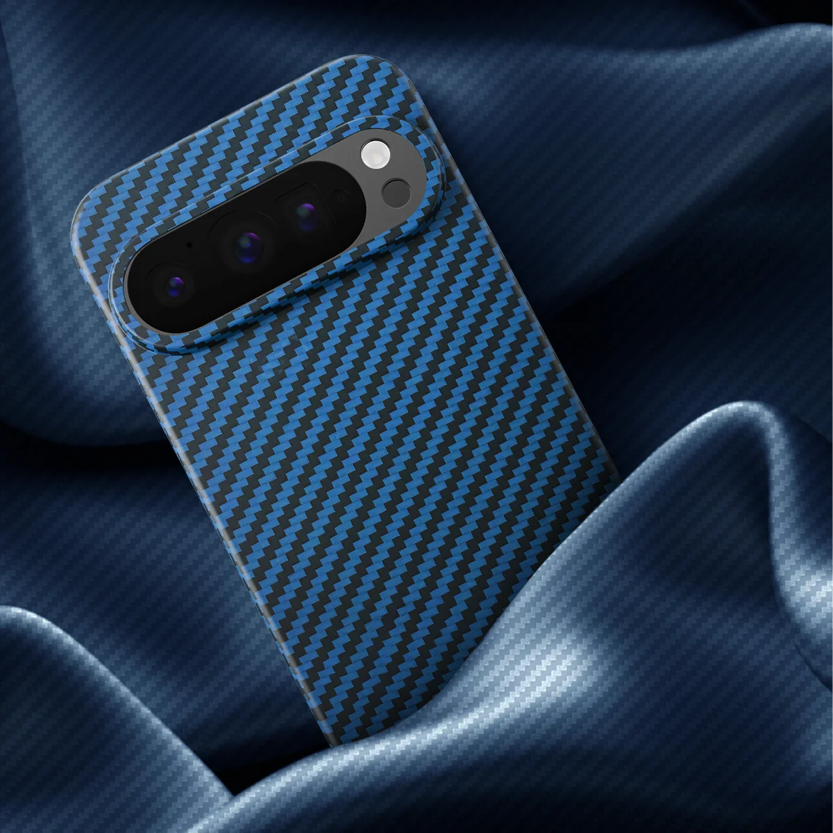 NEKIT Fiber Google Pixel 9 / 9 Pro Hoesje MagSafe Kevlar Back Cover Dun Blauw afbeelding 11