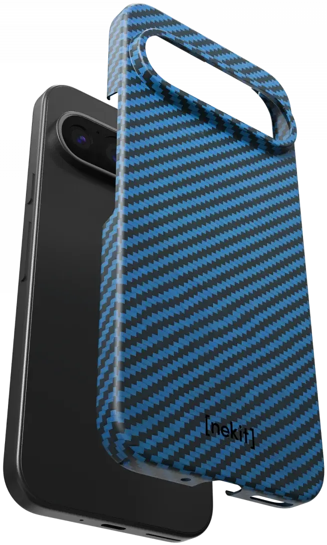 NEKIT Fiber Google Pixel 9 / 9 Pro Hoesje MagSafe Kevlar Back Cover Dun Blauw afbeelding 12