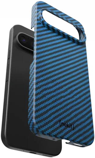 NEKIT Fiber Google Pixel 9 / 9 Pro Hoesje MagSafe Kevlar Back Cover Dun Blauw afbeelding 12