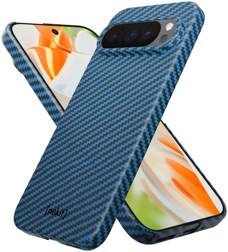 NEKIT Fiber Google Pixel 9 / 9 Pro Hoesje MagSafe Kevlar Back Cover Dun Blauw afbeelding 13