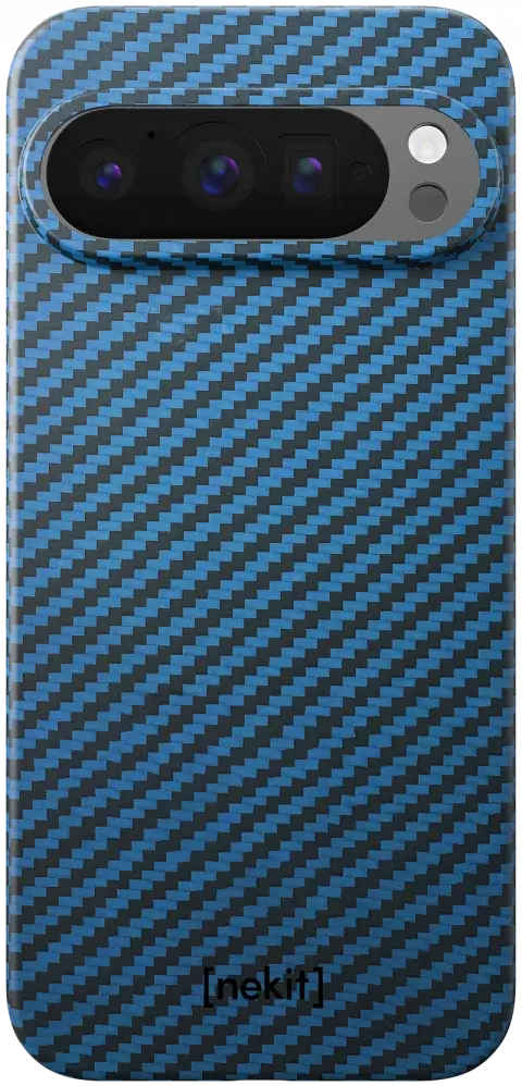 NEKIT Fiber Google Pixel 9 / 9 Pro Hoesje MagSafe Kevlar Back Cover Dun Blauw afbeelding 14