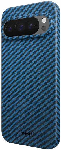 NEKIT Fiber Google Pixel 9 / 9 Pro Hoesje MagSafe Kevlar Back Cover Dun Blauw afbeelding 15