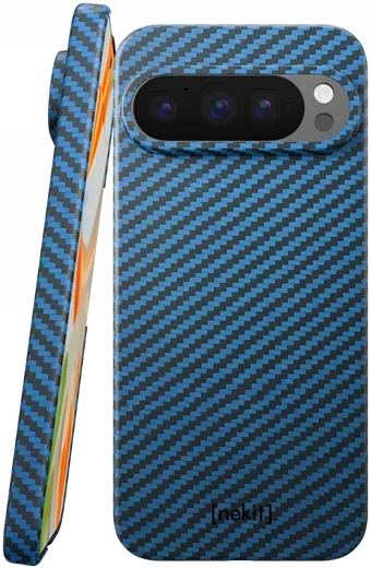 NEKIT Fiber Google Pixel 9 / 9 Pro Hoesje MagSafe Kevlar Back Cover Dun Blauw afbeelding 1