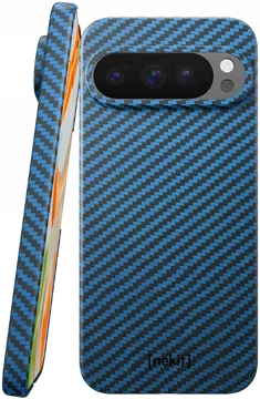 NEKIT Fiber Google Pixel 9 / 9 Pro Hoesje MagSafe Kevlar Back Cover Dun Blauw