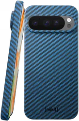 NEKIT Fiber Google Pixel 9 / 9 Pro Hoesje MagSafe Kevlar Back Cover Dun Blauw afbeelding