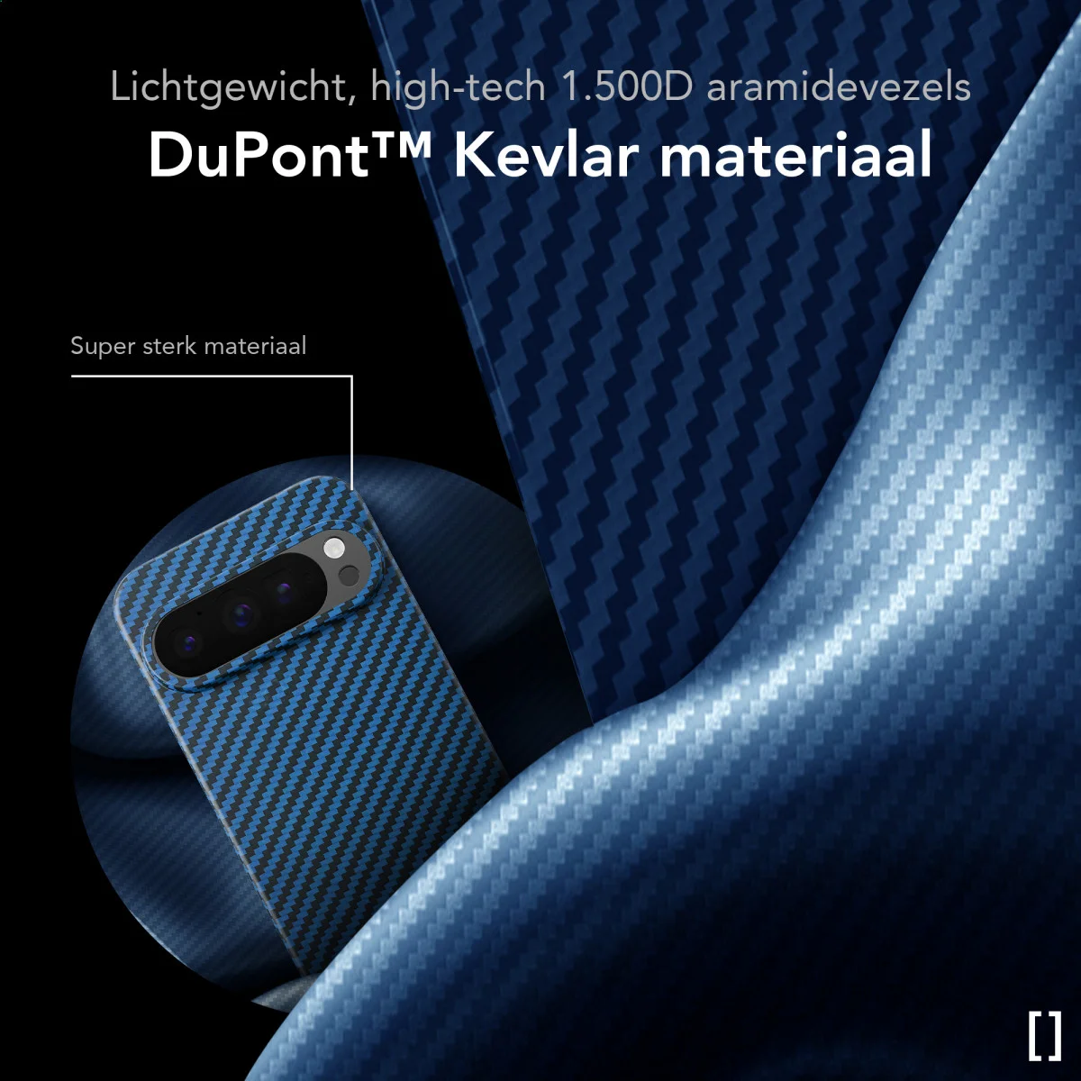 NEKIT Fiber Google Pixel 9 / 9 Pro Hoesje MagSafe Kevlar Back Cover Dun Blauw afbeelding 3