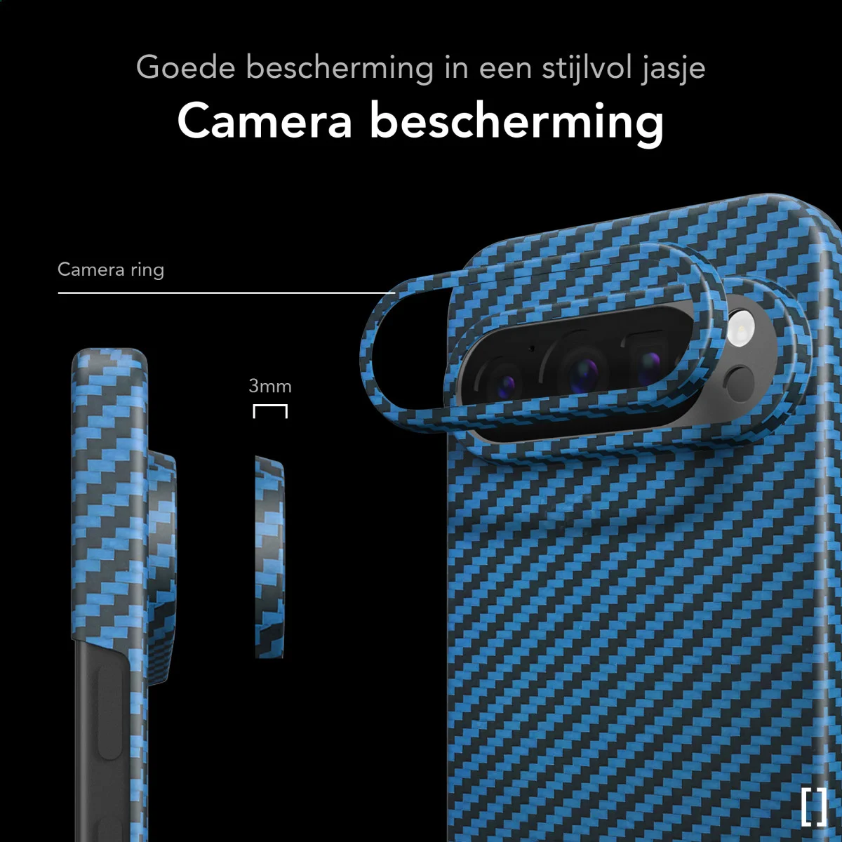 NEKIT Fiber Google Pixel 9 / 9 Pro Hoesje MagSafe Kevlar Back Cover Dun Blauw afbeelding 4