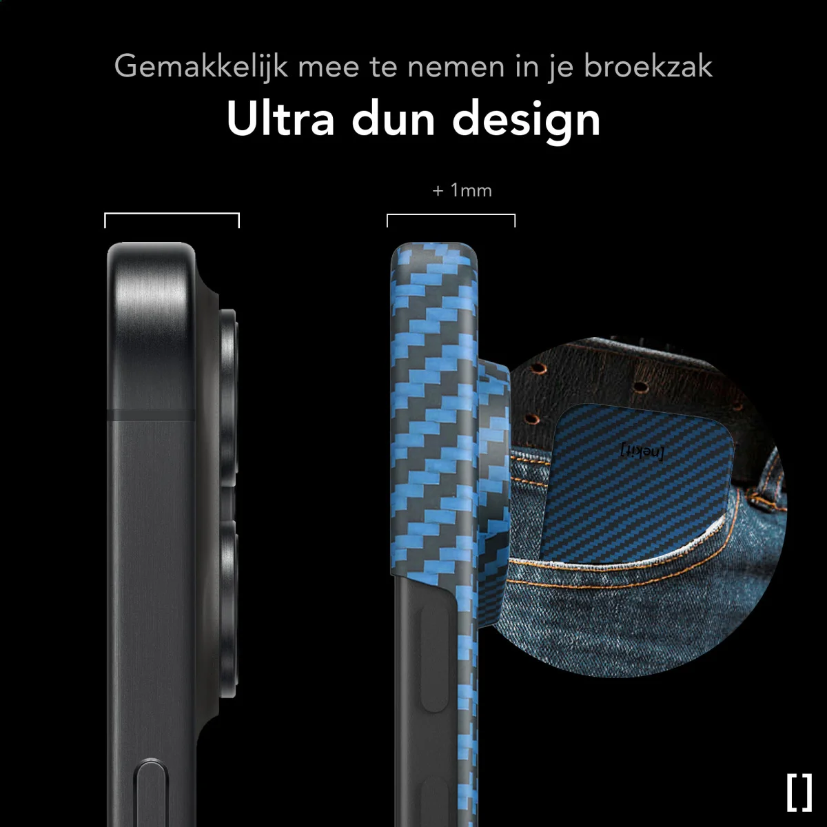 NEKIT Fiber Google Pixel 9 / 9 Pro Hoesje MagSafe Kevlar Back Cover Dun Blauw afbeelding 5