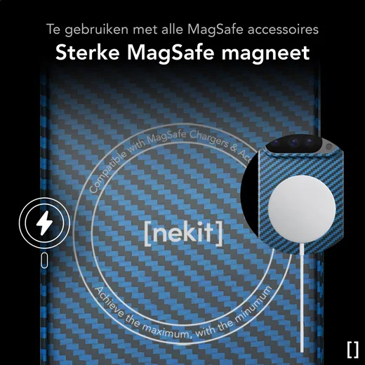 NEKIT Fiber Google Pixel 9 / 9 Pro Hoesje MagSafe Kevlar Back Cover Dun Blauw afbeelding 6