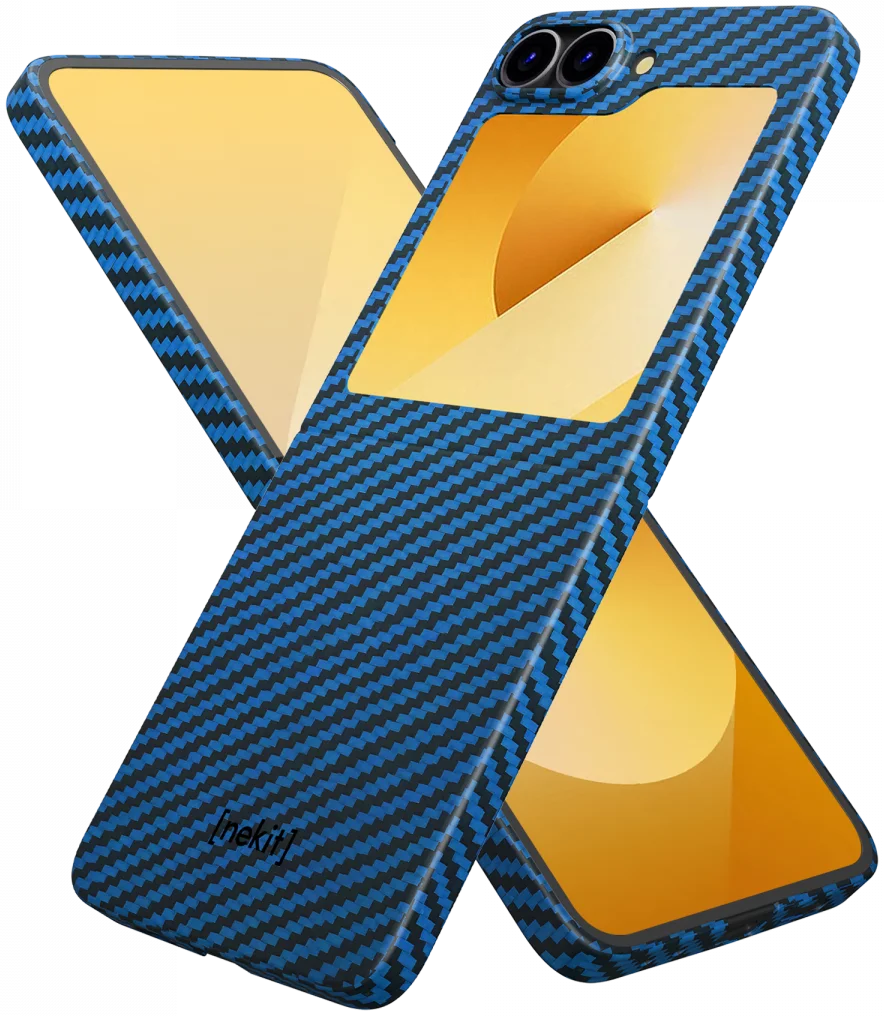NEKIT Fiber Samsung Galaxy Z Flip 6 Hoesje MagSafe Kevlar Back Cover Dun Blauw afbeelding 11