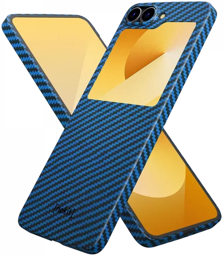 NEKIT Fiber Samsung Galaxy Z Flip 6 Hoesje MagSafe Kevlar Back Cover Dun Blauw afbeelding 11