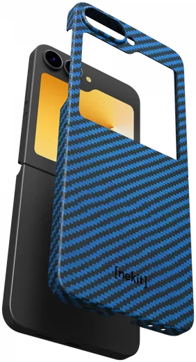 NEKIT Fiber Samsung Galaxy Z Flip 6 Hoesje MagSafe Kevlar Back Cover Dun Blauw afbeelding 12