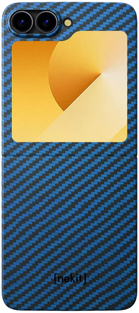 NEKIT Fiber Samsung Galaxy Z Flip 6 Hoesje MagSafe Kevlar Back Cover Dun Blauw afbeelding 13