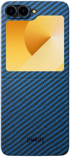 NEKIT Fiber Samsung Galaxy Z Flip 6 Hoesje MagSafe Kevlar Back Cover Dun Blauw afbeelding 13
