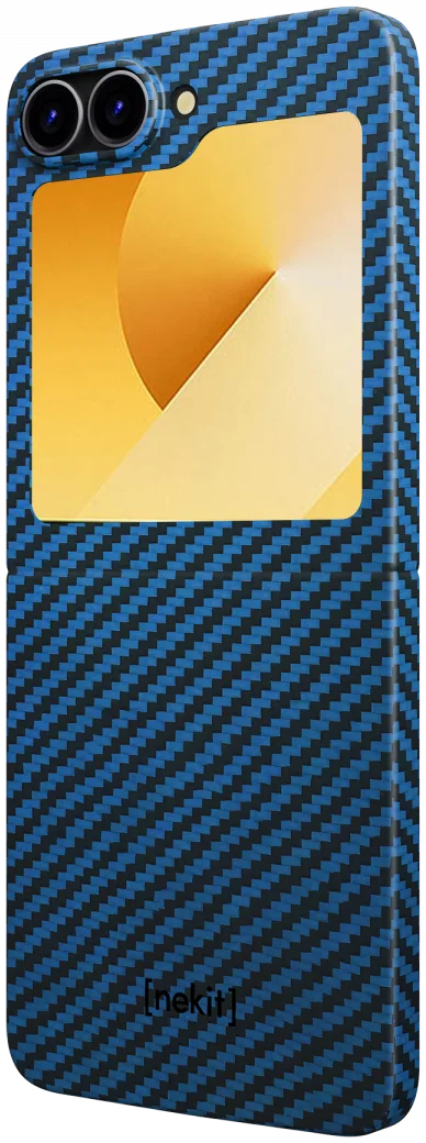 NEKIT Fiber Samsung Galaxy Z Flip 6 Hoesje MagSafe Kevlar Back Cover Dun Blauw afbeelding 14