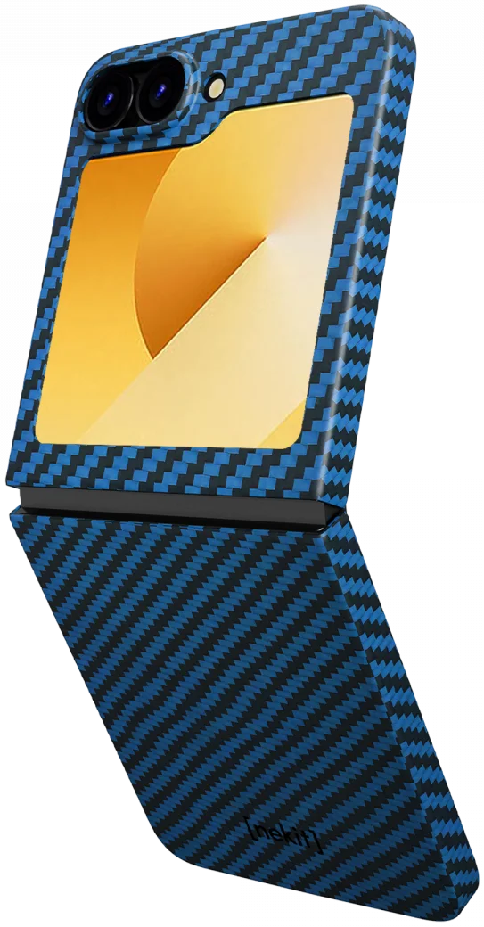 NEKIT Fiber Samsung Galaxy Z Flip 6 Hoesje MagSafe Kevlar Back Cover Dun Blauw afbeelding 15