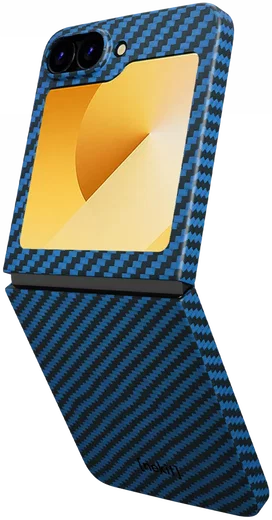 NEKIT Fiber Samsung Galaxy Z Flip 6 Hoesje MagSafe Kevlar Back Cover Dun Blauw afbeelding 15