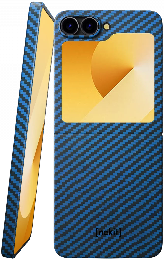 NEKIT Fiber Samsung Galaxy Z Flip 6 Hoesje MagSafe Kevlar Back Cover Dun Blauw afbeelding 1