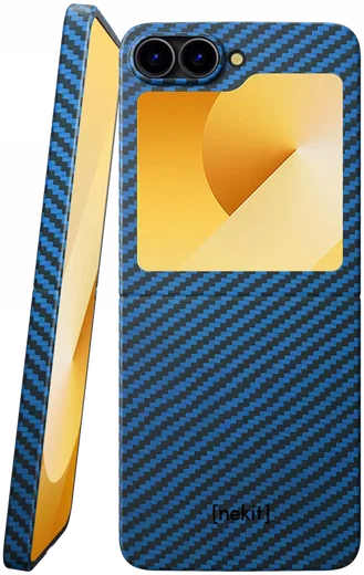 NEKIT Fiber Samsung Galaxy Z Flip 6 Hoesje MagSafe Kevlar Back Cover Dun Blauw afbeelding 1