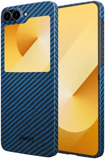 NEKIT Fiber Samsung Galaxy Z Flip 6 Hoesje MagSafe Kevlar Back Cover Dun Blauw afbeelding 2