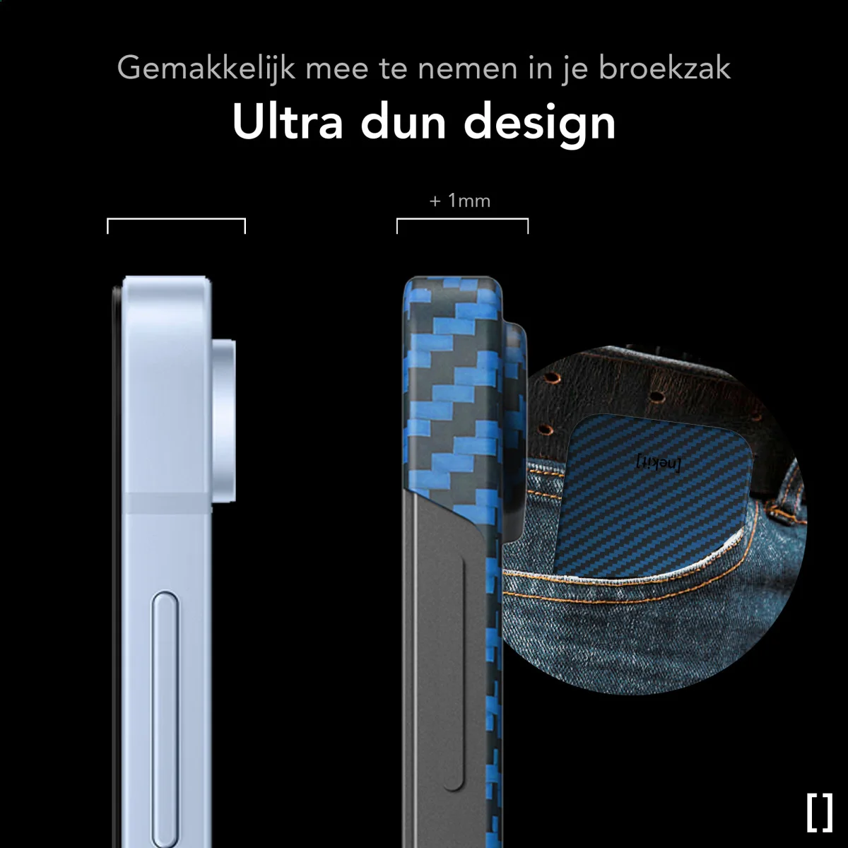 NEKIT Fiber Samsung Galaxy Z Flip 6 Hoesje MagSafe Kevlar Back Cover Dun Blauw afbeelding 4