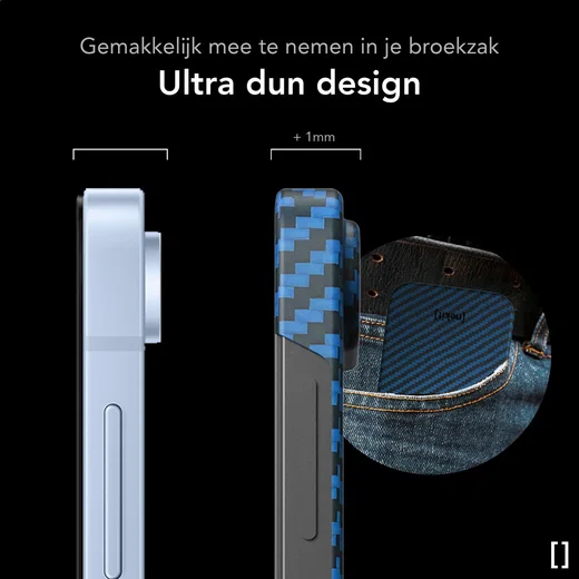 NEKIT Fiber Samsung Galaxy Z Flip 6 Hoesje MagSafe Kevlar Back Cover Dun Blauw afbeelding 4