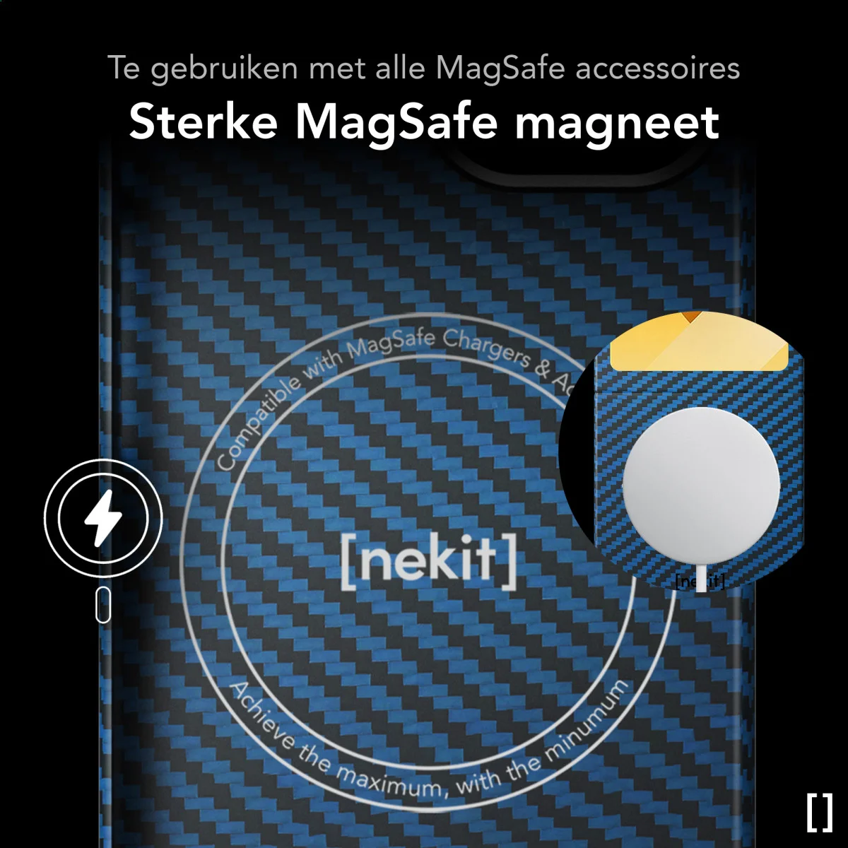 NEKIT Fiber Samsung Galaxy Z Flip 6 Hoesje MagSafe Kevlar Back Cover Dun Blauw afbeelding 5