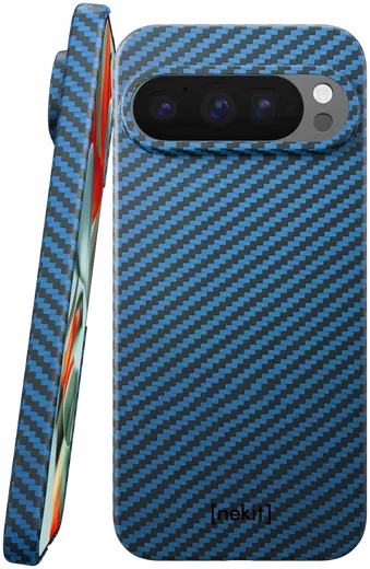 NEKIT Fiber Google Pixel 9 Pro XL Hoesje MagSafe Kevlar Back Cover Dun Blauw afbeelding 1