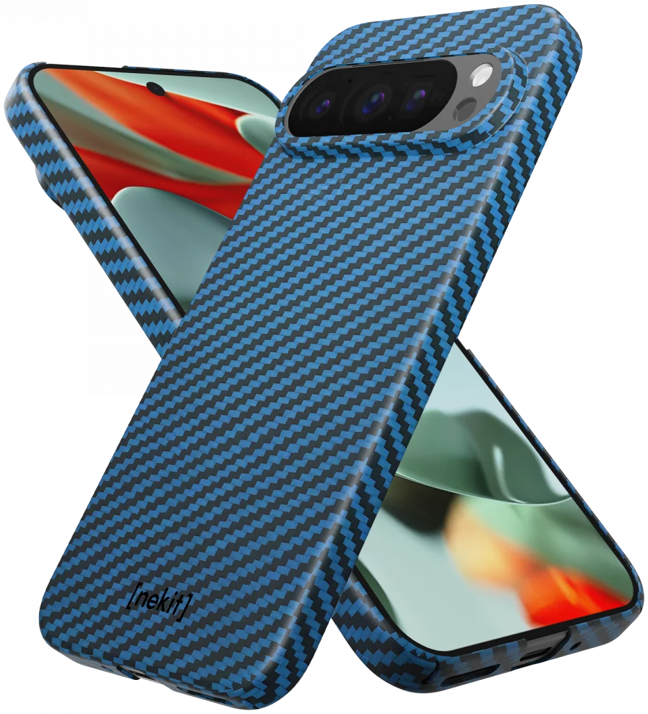 NEKIT Fiber Google Pixel 9 Pro XL Hoesje MagSafe Kevlar Back Cover Dun Blauw afbeelding 11