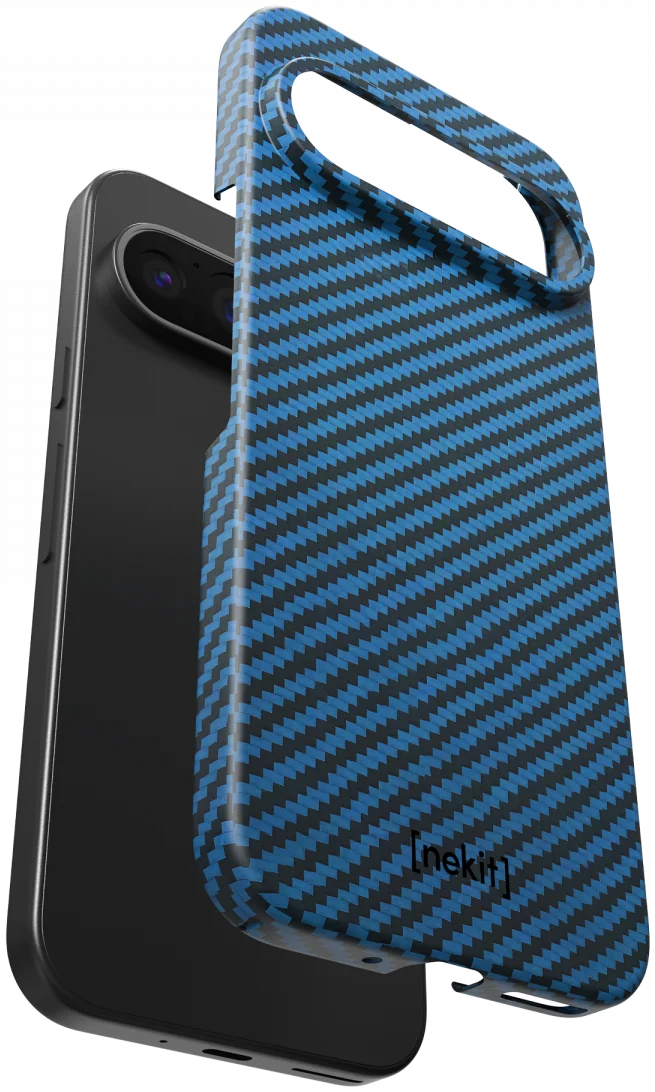 NEKIT Fiber Google Pixel 9 Pro XL Hoesje MagSafe Kevlar Back Cover Dun Blauw afbeelding 12