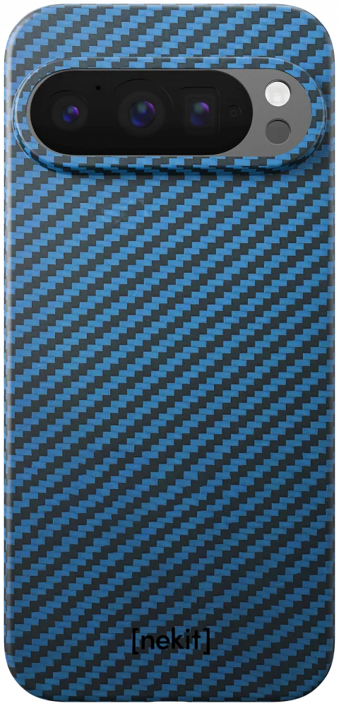 NEKIT Fiber Google Pixel 9 Pro XL Hoesje MagSafe Kevlar Back Cover Dun Blauw afbeelding 13
