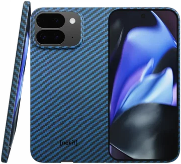 NEKIT Fiber Google Pixel 9 Pro Fold Hoesje MagSafe Kevlar Back Cover Dun Blauw