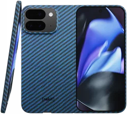 NEKIT Fiber Google Pixel 9 Pro Fold Hoesje MagSafe Kevlar Back Cover Dun Blauw afbeelding