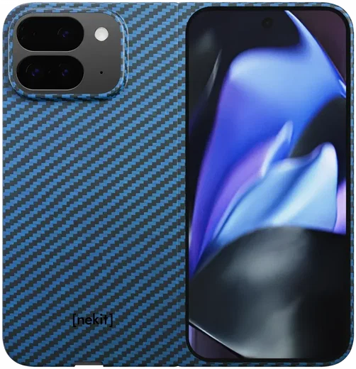 NEKIT Fiber Google Pixel 9 Pro Fold Hoesje MagSafe Kevlar Back Cover Dun Blauw afbeelding 10