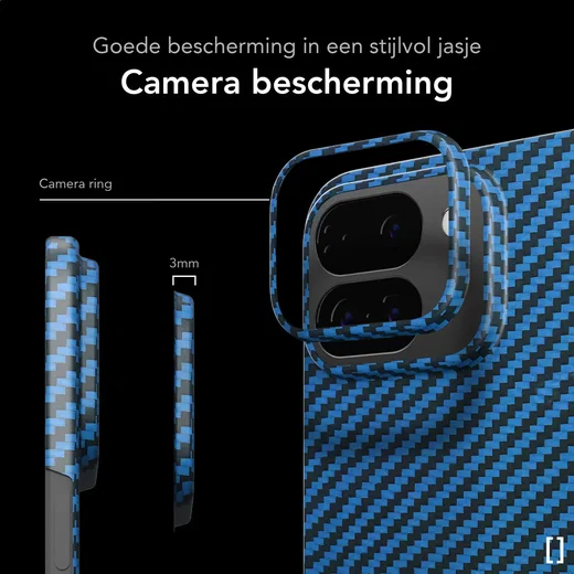 NEKIT Fiber Google Pixel 9 Pro Fold Hoesje MagSafe Kevlar Back Cover Dun Blauw afbeelding 3
