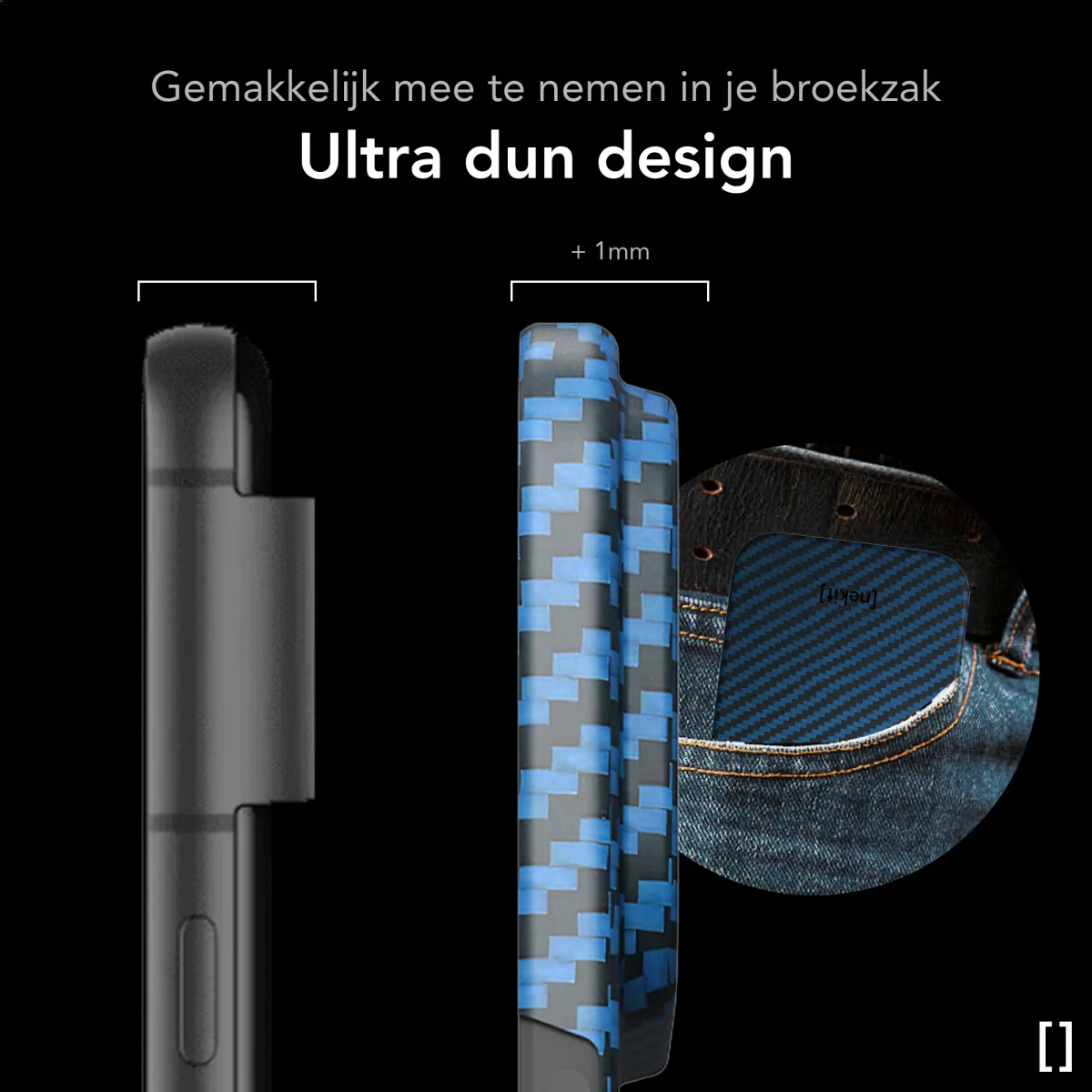 NEKIT Fiber Google Pixel 9 Pro Fold Hoesje MagSafe Kevlar Back Cover Dun Blauw afbeelding 4