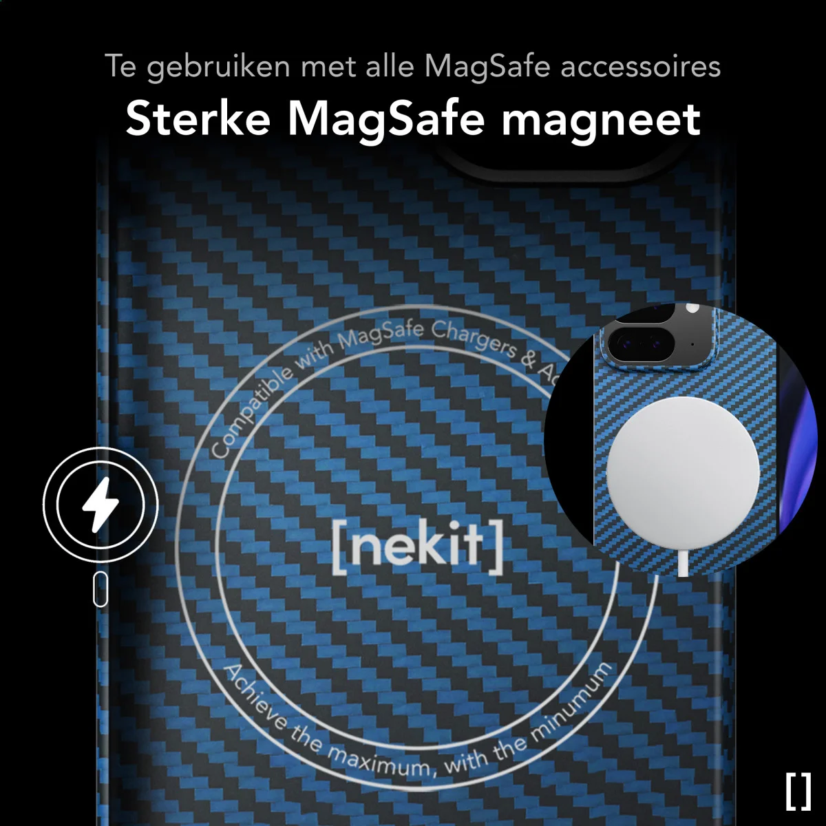 NEKIT Fiber Google Pixel 9 Pro Fold Hoesje MagSafe Kevlar Back Cover Dun Blauw afbeelding 5