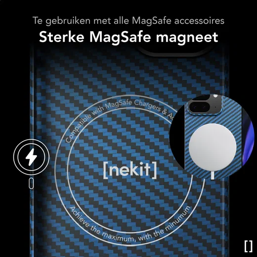 NEKIT Fiber Google Pixel 9 Pro Fold Hoesje MagSafe Kevlar Back Cover Dun Blauw afbeelding 5